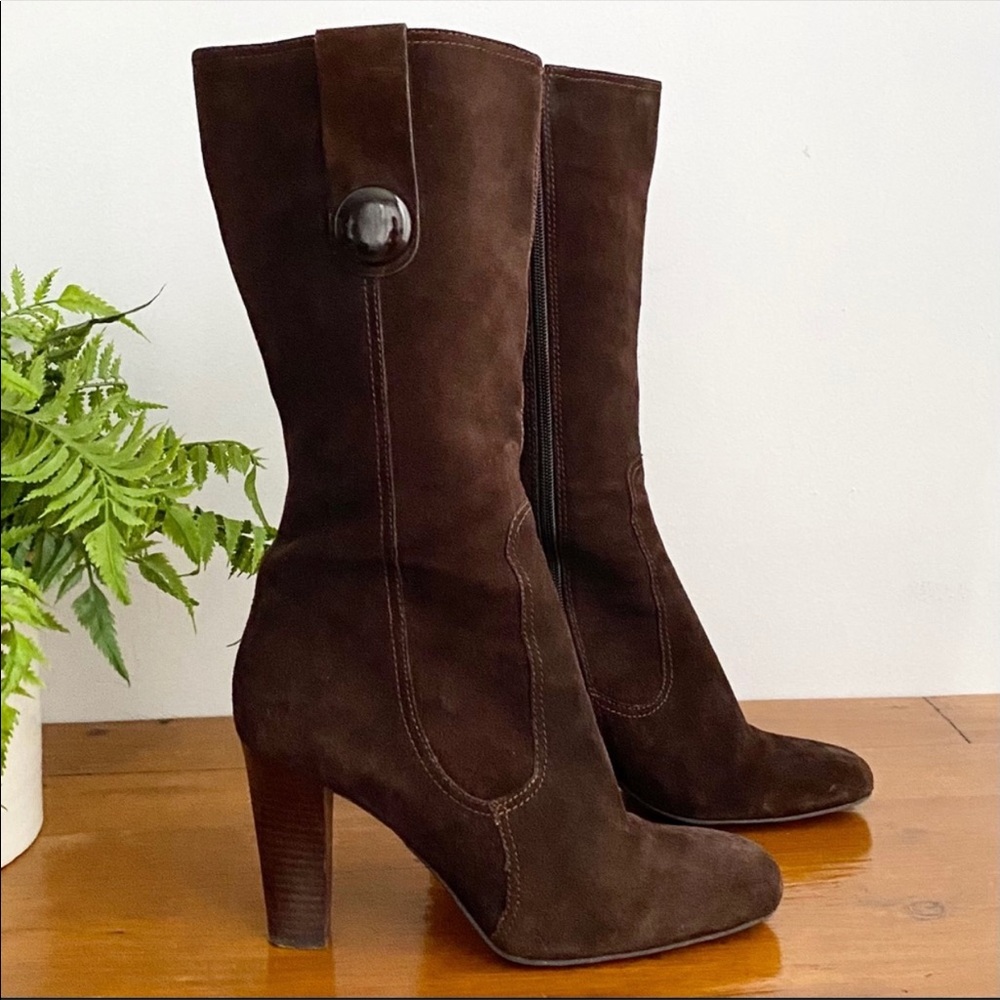Franco Sarto Brown Suede Lilith Mid Calf Boot 9.5